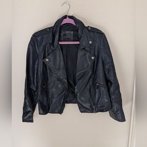 Navy Blue faux leather jacket